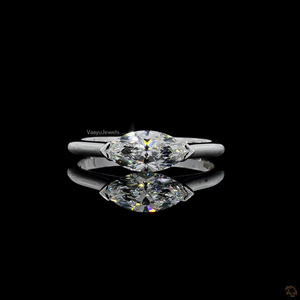 Luxury IGI Certified Lab Grown Diamond <b>Solitaire</b> <b>Ring</b> | Marquise Cut | 10K 14K 18K Solid Gold & 925 <b>Silver</b> Wedding Jewelry - Product Image 2