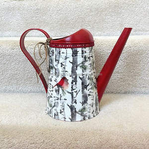 Travail floral classique en émail sur bidon d'eau galvanisé pour les jardins de style campagnard et les intérieurs de pièces antiques - Product Image 3