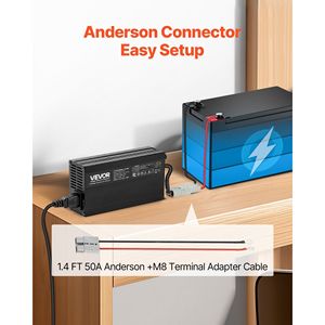 Caricabatterie Intelligente 12V 10A per Batterie al Litio LiFePO4 14.6V AC-DC con Connettore Anderson, Indicatore LED e Attivazione a 0V - Product Image 6