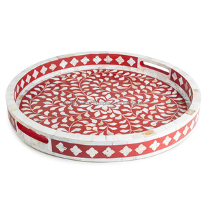 Bandeja de servicio hecha a mano antigua moderna con incrustaciones de perlas madre Craftsy hogar venta al por mayor técnica de concha pulida posavasos estilo Ángel - Product Image 1