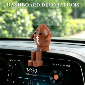 Figurine de robot de football artisanale en bois avec jambes mobiles, accent décoratif de table, décoration de bureau unique, utilisation pour tableau de bord de voiture - Product Image 4