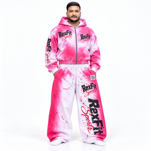 Washed Custom Zip Tracksuit unisex Baggy <b>Pants</b> Custom Label Fleece Graphic Print Relaxed Two Piece Streetwear Set Wholesale - Product Image 3