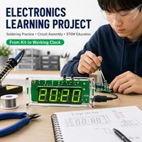 Kit DIY Horloge Numérique Multifonctionnelle à 4 Chiffres LED avec Affichage Heure, Date et Température, Boîtier Acrylique pour Pratique de Soudure Électronique