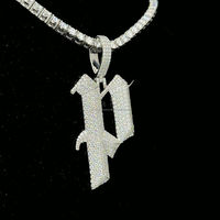 Personnalisé 925 Argent Hip Hop VVS Moissanite Diamant Pendentif Collier P Lettre Charme Collier Unique Numéro Motif