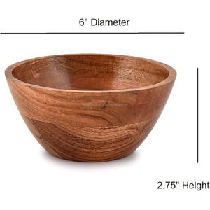 Cuenco ondulado Real Acacia acabado Natural respetuoso con el medio ambiente diseño múltiple cuencos para servir frutas ensaladeras ligeras con logotipo - Product Image 2