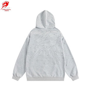 เสื้อมีฮู้ดหินไรน์สโตนสำหรับผู้ชายแบบลำลองพร้อมสัมผัสที่นุ่มนวลรูปทรงทันสมัยและคอลเลกชันเครื่องแต่งกายแนวสตรีทสำหรับผู้ใหญ่ - Product Image 2