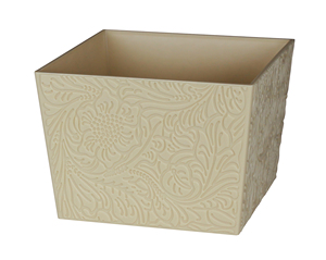 Pot de fleurs en plastique imprimé en relief style batik, pot carré minimaliste léger, 6 couleurs pour fleurs artificielles et fleurs fraîches - Product Image 6