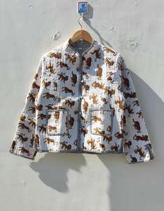 เสื้อแจ็คเก็ตผ้าฝ้ายเย็บมือ: เสื้อโค้ทลายเสือขาวแบบสองด้าน - Product Image 5