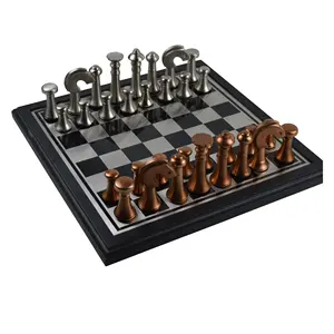 Designer Players With Metal Chess Game Copper Antique And Silver Finishing Design Tow Players Design Go Game Indoor Chess