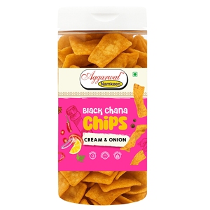 Chips de chana noires saveur crème et oignon, collation saine, chips de pois chiches croustillantes, riches en protéines, sans gluten, collation croustillante - Product Image 1