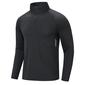 Camiseta Deportiva de Secado Rápido y Transpirable para Gimnasio, con Cierre de 3/4, Color Personalizable, Manga Larga, Cuello Alto, para Hombre - Product Image 1