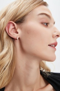 Pendientes de Aro de Oro Sólido de 14K con Diamante de Corazón Cultivado en Laboratorio, Elegantes Pendientes de Aro con Dijes, Joyería Fina, Regalo para Fiestas y Aniversarios para Mujer - Product Image 3