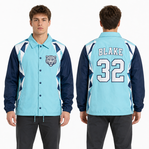 เสื้อโค้ช Sideline รุ่นคลาสสิคสไตล์โมเดิร์นคัท แต่งสีตัดกัน ขอบแต่งแถบ  แบบพับเก็บได้ ทนทานต่อสภาพอากาศ เหมาะสำหรับสั่งซื้อเป็นชุดทีม ชุดทำงาน ชุดวอร์มอัพ - Product Image 6