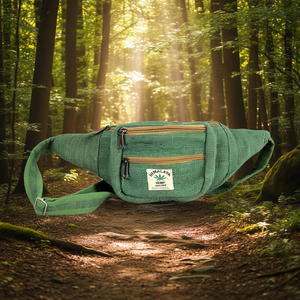 Sac de poitrine pour homme 100% chanvre, sac banane vert - Product Image 3