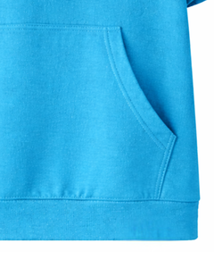 Haut à capuche bleu personnalisé à manches courtes pour homme, pull décontracté à capuche, t-shirt léger d'été, style streetwear, en mélange de coton avec poches - Product Image 5