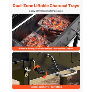 Extra Large 780 Pollici Quadrati Griglia a Carbone per Giardino con 2 Ripiani Sollevabili e Tavolini Laterali Pieghevoli, Alta Temperatura - Product Image 4
