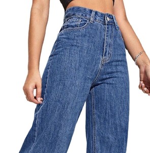 Jeans de Mezclilla Rectos de Corte Regular para Mujer, Personalizados al por Mayor, Estilo Vintage, Casuales, Ecológicos, Transpirables, Otoño Invierno - Product Image 1