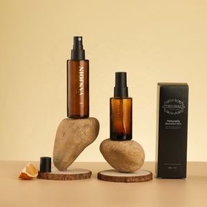 Bottiglia in Vetro Ambrato Cilindrica Portatile da 40ml 60ml 100ml con Pompa Spray Nera Opaca e Coperchio per Profumi e Fragranze per la Casa - Product Image 2