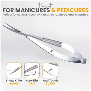 Ciseaux à cuticules en argent de qualité supérieure, instrument de beauté, 5,5 pouces, lames droites, ciseaux à ressort - Product Image 3