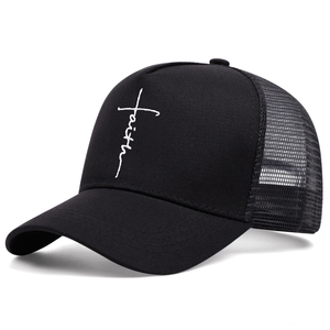 หมวกแก๊ปตาข่ายปักลายกางเขน Unisex Faith Cross สำหรับคริสเตียน หมวกเบสบอลปรับขนาดได้ ป้องกันแสงแดด สไตล์สปอร์ต สตรีทแฟชั่น - Product Image 2