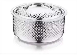 Artisan Silver Casserole Premium Food Warmers Stainless Steel <b>Buffet</b> <b>Server</b> with Interlocking Geometric Circle Base - Product Image 5