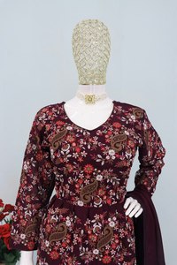 NUEVO SALWAR KAMEEZ MODERNO en TELA DE SEDA CHINON GRUESA, DE SECADO RÁPIDO, Ajuste Regular, para TODAS las TEMPORADAS, hasta la talla XXL - Product Image 3