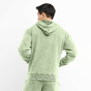 เสื้อฮู้ดดี้ผู้ชายลายโลโก้แบบกำหนดเอง ล้างสีแบบแอซิดวอช สไตล์วินเทจหนาพิเศษ ไซส์ใหญ่ ลายดีไซเนอร์ ผ้าฟลีซเฟรนช์กันหนาวสำหรับฤดูหนาว - Product Image 2