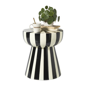 Best Selling Modern MDF Lacquer <b>Stool</b> Striped Design Eco Friendly Furniture Wholesale Bulk Supplier Living Room Accent <b>Stool</b> - Product Image 3