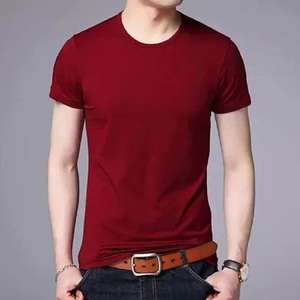 T-shirt décontracté d'été pour homme, 100 % coton, coupe ample, en soie glacée, à manches courtes, grande taille, motif uni, avec logo personnalisé OEM - Product Image 3