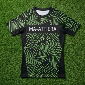 T-shirt de compression à manches courtes pour homme, noir et vert, avec motif graphique, pour la gym, le fitness, la course à pied, l'entraînement, vêtements de sport, couche de base performante - Product Image 5