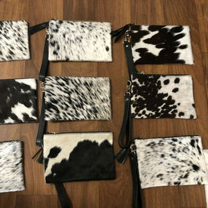 Brown Customized Real Cowhide Leather <b>Wristlet</b> Clutch Purse Handbag Wallet Black with Custom logo Printed Oem Service - Product Image 5