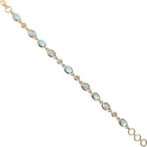 Larimar Blue Topaz & Crystal Quartz Gemstone 925 <b>Sterling</b> <b>Silver</b> <b>Bracelet</b> 18K Gold Plated Marvelous Handmade Jewelry <b>Women</b> Gifts - Product Image 5