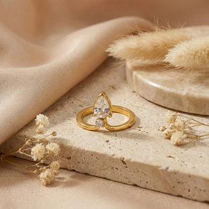 Bague minimaliste géométrique en acier inoxydable avec perle d'eau douce et revêtement PVD or véritable 18 carats, bijoux de mode pour femmes - Product Image 2