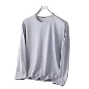 Camiseta básica ligera de manga larga para hombre, camisetas transpirables de algodón 100% con solapa para negocios y ropa de calle, estampado de Fitness - Product Image 6