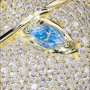 Gold Plated S925 Luxury Panther Head Marquise Cut <b>Fine</b> <b>Ring</b> with Round Eye Moissanite Set Animal Jewelry for Women Gift - Product Image 3