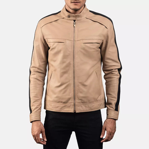 Chaqueta Bomber de Piel de Oveja Marrón para Hombre, Cierre de Cremallera, Resistente al Viento, Estilo Motero, Ecológica - Product Image 5