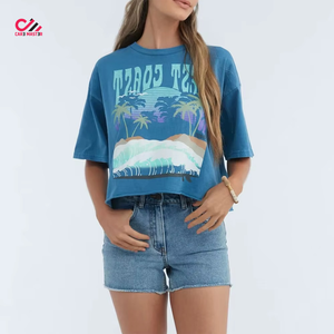 CARE MASTER Women's <b>Red</b> Black Camo Print <b>Crop</b> <b>Top</b> Short Sleeve O-Neck Slim Fit Quick Dry T-Shirt Spring Summer Wear - Product Image 1