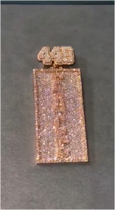 Collar de Hip Hop con Placa Rectangular con Incrustaciones de Moissanita en Oro Rosa, Número Personalizado, para Fiestas, Marca CONCEPTION - Product Image 2
