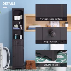 Mobiletto alto autoportante marrone con 3 ripiani e cassetto per l'organizzazione del bagno - Product Image 5