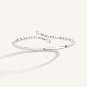 Bracelet manchette ouverte en or 14K 18K avec diamants de laboratoire sertis pavé, bijoux fins pour femme - Product Image 1