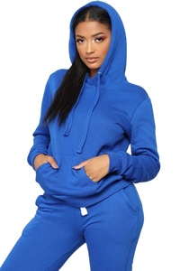 Women's Red Hooded Tracksuit Full Sleeve Solid Color Casual Sweatshirt and Pants <b>Set</b> Breathable Cotton Autumn Wear - Product Image 5