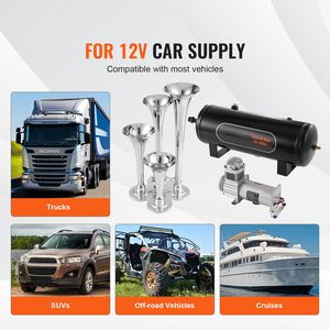 Kit de Klaxons de Train 4 Trompettes, Kit de Klaxons Pneumatiques 150 dB pour Camionnettes, Compresseur d'Air 12 V 160 psi, 2,6 Gallons/10 Litres, Avertissement de Circulation - Product Image 4