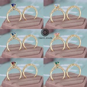 Bague de fiançailles classique pour femme Charm_Jewells en or massif 18 carats plaqué or rose avec moissanite ronde sertie à griffes - Product Image 6