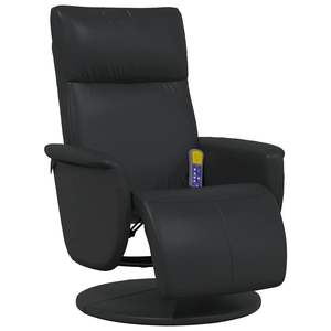 Fauteuil inclinable de massage en similicuir noir avec structure en métal et contreplaqué - Product Image 2