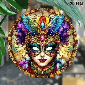 CIFbuy Máscara Colgante de Acrílico de Carnaval con Diseño de Plumas Coloridas y Piedras Preciosas para Decoración Interior y Exterior, TikTok para Temu Pick Party - Product Image 4