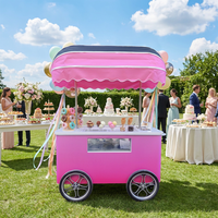 Chariot mobile de vente de crème glacée avec congélateur de présentation, chariots de distribution de crème glacée