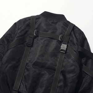 Black Tactical <b>Harness</b> Bomber Jacket | Multi Strap Utility Streetwear Bomber | Techwear Cargo Jacket | Custom OEM Manufacturer - Product Image 6