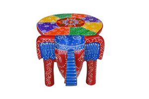 Handmade Wooden Elephant Stool With Colorful Bohemian Design For Indoor <b>Home</b> Decor Living Room Use Stool04 - Product Image 2