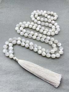Collar de cuentas de ágata con borla, regalo religioso budista, Mala de oración, joyería unisex - Product Image 2