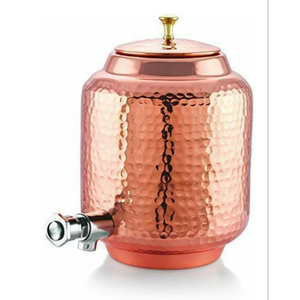 Handcrafted 99% Pure <b>Copper</b> Water Dispenser With Tap Antique Finish Ayurvedic Matka Pot Leak-proof Heavy Gauge <b>Copper</b> Storage - Product Image 6